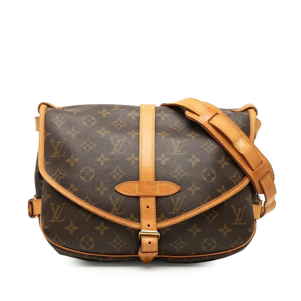 Louis Vuitton Monogram Saumur Crossbody Bag Brown Leather